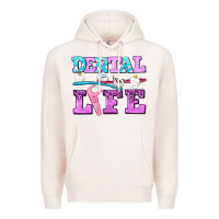 Pale Pink dental life with teeth Premium Hoodie - AdoDesignShop