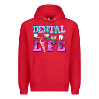 Red dental life with teeth Premium Hoodie - AdoDesignShop