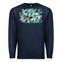Navy Cowhide Background Western Premium Sweatshirt - texasbilliewilder
