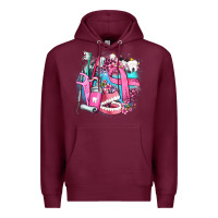Burgundy dental elements and cancer with cowhide and leopard Premium Hoodie - AdoDesignShop