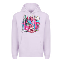 Lilac dental elements and cancer with cowhide and leopard Premium Hoodie - AdoDesignShop
