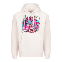 Pale Pink dental elements and cancer with cowhide and leopard Premium Hoodie - AdoDesignShop