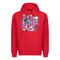 Red dental elements and cancer with cowhide and leopard Premium Hoodie - AdoDesignShop