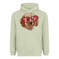 Matcha toy poodle with love glasses Heavyweight Hoodie - RanaPortraitStore