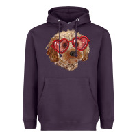 Plum toy poodle with love glasses Heavyweight Hoodie - RanaPortraitStore