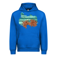 Cobalt wood leather patch Urban Hoodie - AdoDesignShop