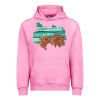 Fuchsia Pink wood leather patch Urban Hoodie - AdoDesignShop