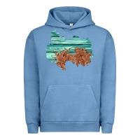Pigment Pebble Blue wood leather patch Urban Hoodie - AdoDesignShop