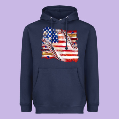 Heavyweight Hoodie baseball american flag