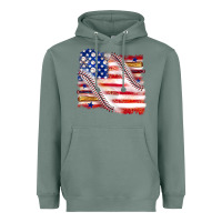 Sage baseball american flag Heavyweight Hoodie - texasbilliewilder