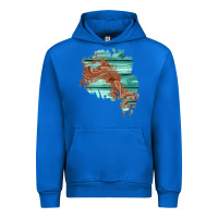 Cobalt wood leather patch Urban Hoodie - AdoDesignShop