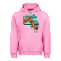 Fuchsia Pink wood leather patch Urban Hoodie - AdoDesignShop