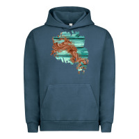 Pigment Midnight Navy wood leather patch Urban Hoodie - AdoDesignShop