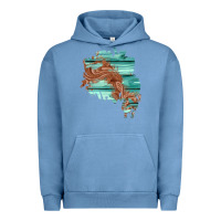Pigment Pebble Blue wood leather patch Urban Hoodie - AdoDesignShop