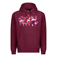 Burgundy cancer ribbon with teeth Premium Hoodie - AdoDesignShop