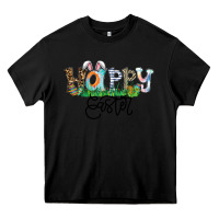 Black Happy Easter Heavy Core Tee - CowhideDigitalArt