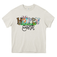 Cream Happy Easter Heavy Core Tee - CowhideDigitalArt