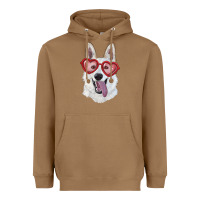Toasted Coconut white shepherd with love glasses Heavyweight Hoodie - RanaPortraitStore