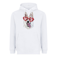 White white shepherd with love glasses Heavyweight Hoodie - RanaPortraitStore