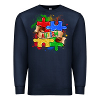 Navy autism puzzle pieces Premium Sweatshirt - Zillion Design Studio