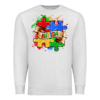 Oatmeal Heather autism puzzle pieces Premium Sweatshirt - Zillion Design Studio