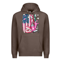 Coffee American flag and dental elements with teeth Premium Hoodie - AdoDesignShop