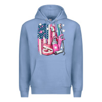 Colony Blue American flag and dental elements with teeth Premium Hoodie - AdoDesignShop