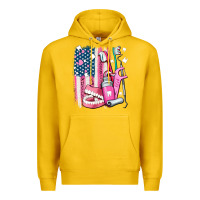 Lemon American flag and dental elements with teeth Premium Hoodie - AdoDesignShop