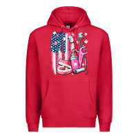 Cardinal American flag and dental elements with teeth Premium Hoodie - AdoDesignShop