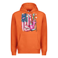 Carrot American flag and dental elements with teeth Premium Hoodie - AdoDesignShop