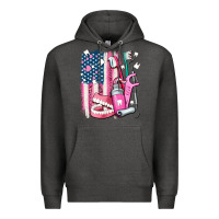 Charcoal Heather American flag and dental elements with teeth Premium Hoodie - AdoDesignShop
