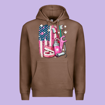 American Flag And Dental Elements With Teeth Premium Hoodie Designed By Adodesignshop