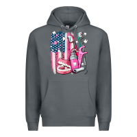 Rock American flag and dental elements with teeth Premium Hoodie - AdoDesignShop