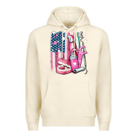 Sandshell American flag and dental elements with teeth Premium Hoodie - AdoDesignShop