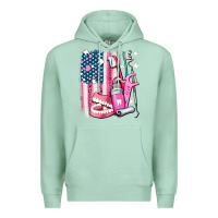 Seafoam American flag and dental elements with teeth Premium Hoodie - AdoDesignShop