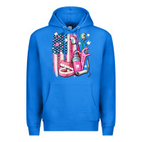True Royal American flag and dental elements with teeth Premium Hoodie - AdoDesignShop