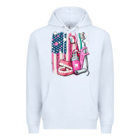 White American flag and dental elements with teeth Premium Hoodie - AdoDesignShop