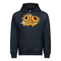 Navy sunflower glitter leather patch Urban Hoodie - AdoDesignShop