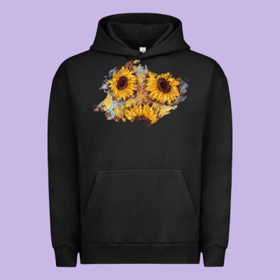 Sunflower Glitter Leather Patch Urban Hoodie Designed By Adodesignshop