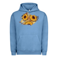 Pigment Pebble Blue sunflower glitter leather patch Urban Hoodie - AdoDesignShop