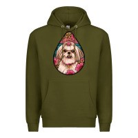 Army Green shih tzu teardrop earrings Premium Hoodie - Artiststas