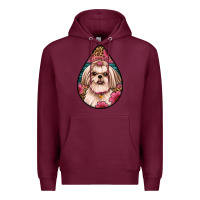 Burgundy shih tzu teardrop earrings Premium Hoodie - Artiststas