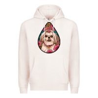 Pale Pink shih tzu teardrop earrings Premium Hoodie - Artiststas