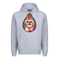 Heather Grey shih tzu teardrop earrings Premium Hoodie - Artiststas