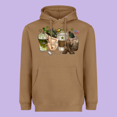 Heavyweight Hoodie coffee cups army