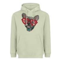 Matcha french bulldog with love glasses Heavyweight Hoodie - RanaPortraitStore