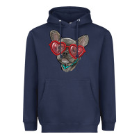Navy french bulldog with love glasses Heavyweight Hoodie - RanaPortraitStore
