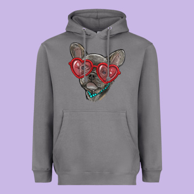 Heavyweight Hoodie french bulldog with love glasses