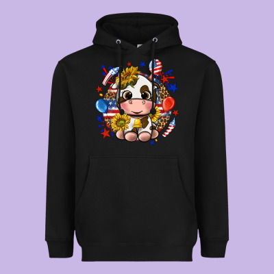 Heavyweight Hoodie cute cow fourth of july