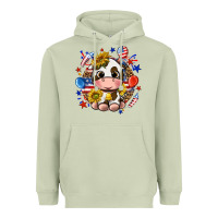 Matcha cute cow fourth of july Heavyweight Hoodie - texasbilliewilder